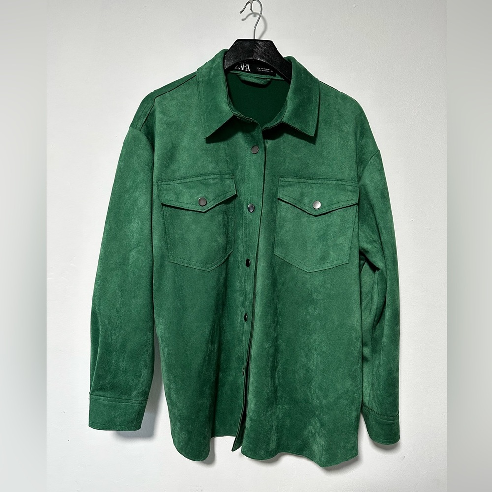 Zara Kelly green ultra suede oversized shacket